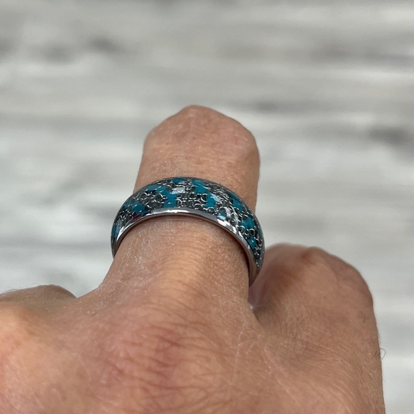 New 8mm Tungsten dome cable chain blue Beads inlay sizes 7 to 15 - Picture 9 of 10